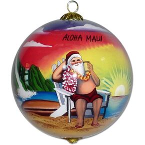 Plumeria Maui Christmas Ornament Collectible Hand-Painted Glass with Gift Box PCH/M in Saudi Arabia