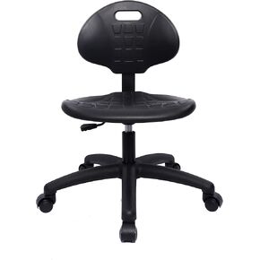 Chair Master Table Height Chair/Stool-Easy to Clean! Deluxe Ergonomic Polyurethane Chair. 5" of Height Adj (16.5"-21.5") 450 lb Capacity. Automotive, Lab, Garage, Home, Office (Rubber Roller, Black)