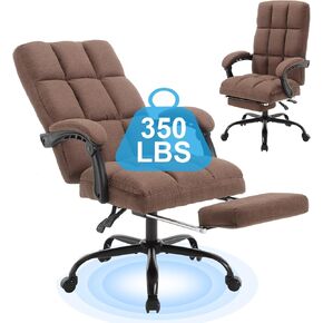 KCREAM Reclining Office Chair with Footrest,Fabric Executive Office Chair,Recliner Office Desk Chair,High Back Desk Chairs with Lumbar Support Computer Chair with Wheels,Home Office Desk Chair,Grey