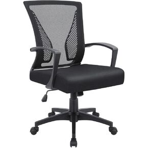 VICTONE Home Office Desk Chair Task Mid Back Mesh Office Chair Ergonomic Swivel Lumbar Support Desk Computer Chair (Black)