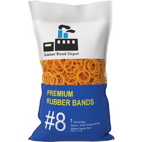 Size #8, Small Rubber Bands, Everyday Bands, Business Rubber Bands - Band Measurements: 7/8" x 1/16'' - Approximately 1,300 Per Bag - 1/4 Pound Bag