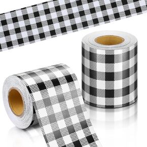 2 Rolls 131 ft Buffalo Plaid Bulletin Board Borders Classroom Border Trim for School Classroom Blackboard Chalkboard Decoration (Black White)