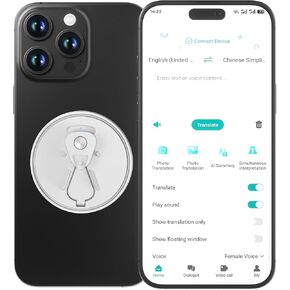 Eelexa 3-in-1 AI Translator Recorder, Instant 138 Languages Translator with Magnetic Phone Stand, Real-Time Video/Voice Call Translation, 30-Day Standby for Travel, Business & Learning