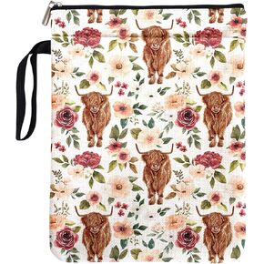 For Women Who Love Books & Nature - Rose and Highland Cow Book Sleeve | Waterproof Vintage Design with Zipper (Bookworm/Teacher/Librarian Gifts)