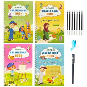 Arabic Handwriting Practice Workbook for Kids, Magic Groove Arabic Practice Copybook, Learn Arabic Alphabet and Numbers for Beginners