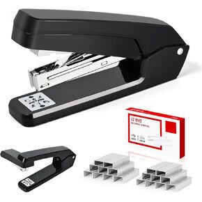 MJMX 360° Rotating Swing-Arm Stapler, 25-Sheet Capacity, with 1000 Staples, 8-Position Lock, ABS Durable Design, for Office/Home/School (Blue)