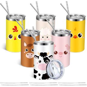 Skylety 6 Packs Safari Jungle Animal Cups Bulk 20 oz Safari Tumblers Animal Decorations Cups with Lid Straw for Birthday Party Favors Holiday Classroom Prizes Gifts Exchange