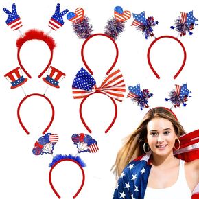 6PCS 4th of July Headband for Women & Kids,Patriotic American Flag Headband, Star, Love Heart, Hair Accessories for Independence Day Party Decorations, Parades.