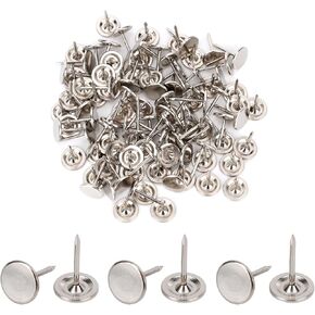 100pcs إبهام الثقيلة ، دبابيس الدفع المسطحة لزخارف تنجيد لوحات الأظافر الزخرفية Thumbtacks لصور الجدار معلقة الأثاث المنزل الأريكة الحرف اليدوية ديكور ديي ديكور (الفضة)
