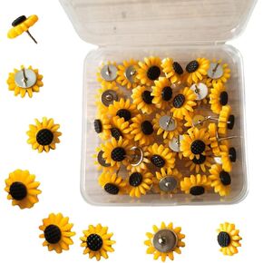 40Pcs Sunflower Push Pins Sunflower Thumb Tacks Decorative Flower Cork Board Tacks for Bulletin Board, Photos Wall Maps and Other Offices Schools Supplies and Accessories, Resin…
