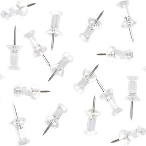 Push Pins Tacks, Clear Plastic Head, Steel Point, 120-Pack,Standard Clear Thumb Tacks Steel Point and Clear Plastic Head