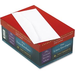 Southworth J55410 25% Cotton #10 Envelope White 24 lbs. Linen 250/Box FSC