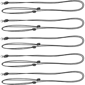 5 Pcs Rope Necklace with Metal Ring, Black Necklace Rope for Hanging Pendants Cord Necklace, Adjustable Necklace Cord for Jewelry Making Men Women