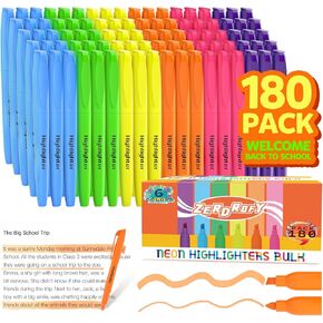180 Count Highlighters Assorted Colors Bulk - No Bleed Dry-Quickly Chisel Tip 6 Colors Highlighter Markers Set for Kids Adults, Classroom Office Must Have, Back to School Supplies for Teacher