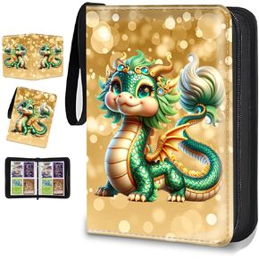 CARD BINDER 4 MOICETS ZIP TRADING CARD BINDER لـ 400 بطاقة ، موثق مجموعة PU مع الأكمام القابلة للإزالة لـ 50 صفحة ، ألبوم جامع محمول ، دفتر بطاقة لبطاقة اللعبة ، البطاقات الرياضية ، الهدايا