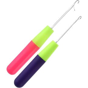 2 Pcs Latch Hook Needle Crochet Serging Crochet Hook Latch Hooks Tool for Braids Repair Tool Multi-Purpose Knitting Needle for Hair Extension Micro Braids