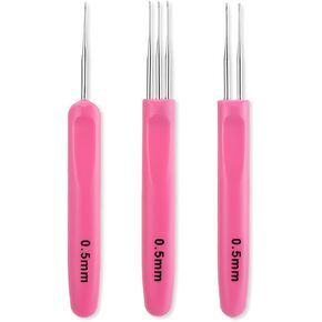 Mabor 3Pcs Dreadlock Crochet Hooks, Dreadlock Needle Tool for Craft, Crochet Hook for Hair Braid Tool with Ergonomic Handle 0.5mm 1&2&3 Hook
