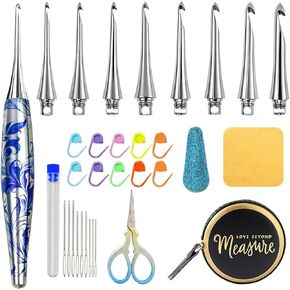 34 in 1 Interchangeable Crochet Hook Set - 3mm-8mm Ergonomic Crochet Hooks Set- Handle Crochet Hook Set for Beginners and Advanced Crafters