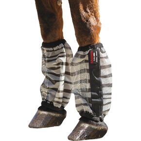 Schneiders Dura-Mesh II Non-Fitted Zebra Horse Fly Boots | Set of 4 | Fly Confusion Design | 70% UV Protection | Durable & Comfortable | Color Zebra | Size Draft (15 1/2" Tall)