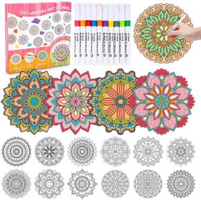 Micaracy DIY Window Art Craft Kit - Creative Suncatchers Craft Kit, Girls Birthday Gift for 6-12 Year Old | Color Activity Arts & Crafts with Home Decor (12-PCS)