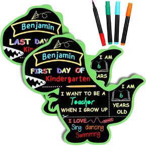 First and Last Day of School Chalkboard Sign with 4 Liquid Chalk Markers -11''×11.9'' Double Sided Back to School Sign Photo Prop for Preschool Kindergarten (Black-Unicorn)