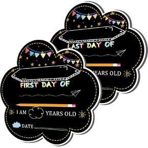First & Last Day of School Chalkboard, 11.8 Inch Double Sided Back to School Board, Reusable Kindergarten reschool 1st Grade Decorations Photo Props for Kids/Girls/Boys