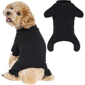 Choyaxo Velvet Dog Pajamas مسدود للملابس جرو بذلة صلبة ألوان CAT CAT لكلب صغير للحيوانات الأليفة والقط (أسود ، صغير) in Kuwait
