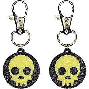 Skull Collar Charm Zipper Charm Yazzle Dazzle Cat Dog Animal Training Bark Black Yellow B Optical Illusion Ghost