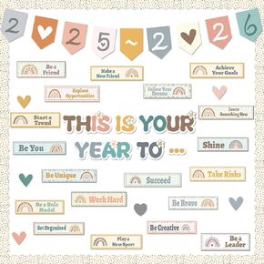 Boho Classroom Bulletin Board Decorations, This is Your Year to Bulletin Board Sets, Growth Mindset Positive Affirmations Wall Decor for Teacher Welcome Back to School Classroom Door Wall Decors