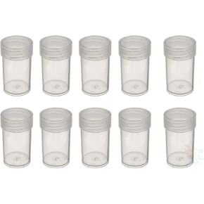 (10) Edgar Marcus Brand Round Clear Plastic (Small Dollars) Size Coin Storage Tube Holders with Screw on Lid