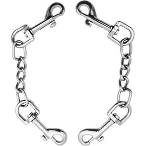 Dog Collar Safety Clip Metal Clasp Double Ended Connector 2 Pack Prong Chew Proof Backup Dog Clip for Pet Harness Collar Leash Necklaces Dog Strap Lead Carabiner Heavy-Duty Chain 8 inch
