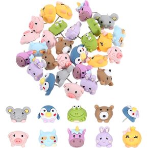 30 Pcs Cute Fun Animal Push Pins Mini Decorative Pins Animal Drawing Frog Sheep Bear Chick Rabbit Push Pins for Cork Board Photo Wall Map Bulletin Board Office Home Decor