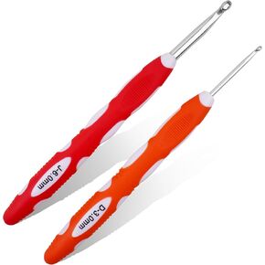 Crochet Hook, Smooth Metal Head and Soft Rubber Grip Extra Long Ergonomic Crochet Hooks for Arthritic Hands, Beginners and Crochet Enthusiast,(5mm, 5.5mm)