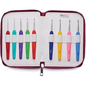 KnitPro Crochet Hooks in Zipper Case, Symfonie Tunisian Afghan Wood Tips - Complete Set (3.5-8mm) with Accessories, 13cm
