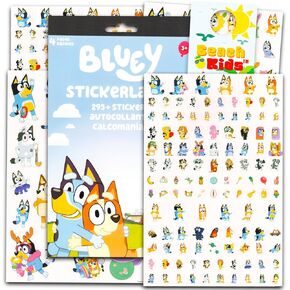 مجموعة ملصقات تدريب Bluey Potty - حزمة مع أكثر من 295 ملصق مكافأة للأطفال الصغار بالإضافة إلى شماعات الباب | تفضل حفل ملصقات Bluey