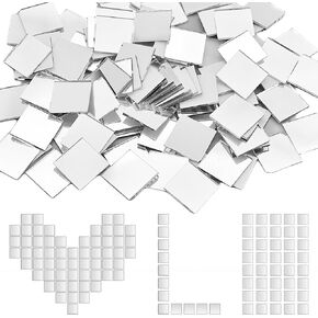 100PCS Mini Size Acrylic Square Mirror Adhesive Stickers 0.8'' x 0.8'' Small Decorative Mosaic Tiles Square Mirror Tiles for Crafts and DIY Projects Supplies Home Decoration