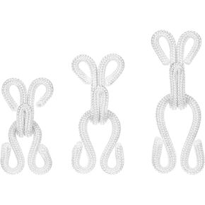 45 Pairs Sewing Hooks and Eyes Closure White Metal Bra Hooks Replacement Fur Hook and Eye for Clothing Replacement Trousers Skirts Craft (White)