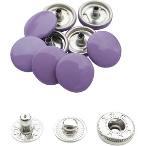 Trimming Shop Pack of 10 4-Part Press Studs Silver - 15mm Snap Spring Fasteners Lilac Purple