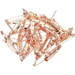 PATIKIL 50Pcs Badge Pins, 35mm Safety Pins Bar Badge Name Tag Bulk Flat Back Strips Large for Clothes DIY Crafts, Rose Gold