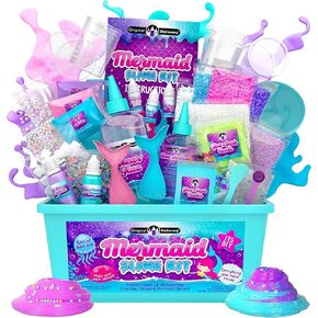 Original Stationery Mermaid Slime Kit for Girls, 35-Piece DIY Glow in The Dark Slime with Glitter Add-Ins, Create Foam, Butter and Ocean Slimes, Mermaid Gifts for Birthday