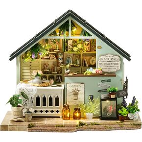 DlY Miniature House kit，Dollhouse Kit,Mini House Building Kit with Music Box,iniature House Kit,Plants Studio，for Adults and Teens for Family and Friends.（Plants Studio）