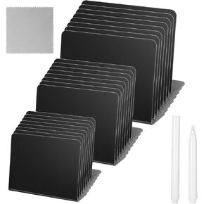24 Pcs Mini Chalkboard Signs with 8 Chalk Markers and 4 Cleaning Cloth, for Food Labels, Wedding and Bakery, Tabletop Chalkboard Signs, Mini Blackboard Signs
