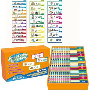 Word Families Learn to Read Flash Cards Set, Phonics and Sight Words with Activity Book, Read and Rhyme Flip Activity Book, Reading Games 30 Pieces