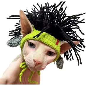 Cat Funny Party Punk Cregae Rocker Embellish Hat for Hairless Sphinx Headgear Devon Cats