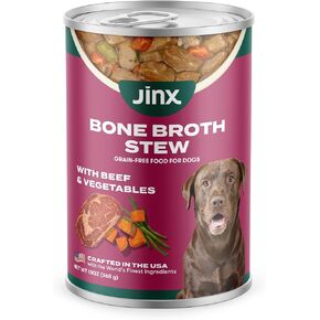 Jinx Bone Broth Stew with Beef & Vegetables Grain-Free Wet Dog Food 13-oz can case of 12