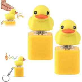 Duck Quacking Fidget Toy Keychain - Fun Fidget Toy Duck Keyboard Keycap That Quack Stress Reliever with Lights & Sound for Bags Purses Backpacks (2Pack)