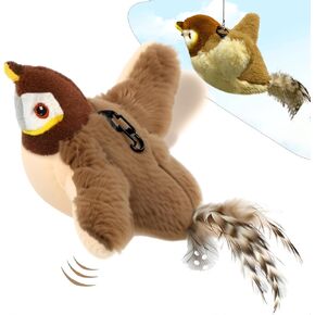 Cat Toy Flapping Bird, Interactive Flying Bird Cat Toy for Indoor Cats, Chirping Bird Cat Toy Flapping Wings, Flappy Chase Bird Catnip Toy for Kitten or Small Dogs
