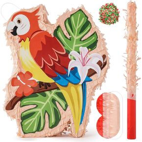 VINTS Parrot Piñata Large Parrot Piñata with Blindfold Stick Confetti for Summer Hawaiian Party Birthday Activities Game Piñata(16.34 * 13.27 * 3.15in)