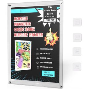 2 Pack Magnetic Comic Book Display Cases Current Comic Book Protector Hard Case Comic Book Top Loaders Acrylic One Touch Wall Mountable Comic Book Holders Fits Most Comics for Comic Lover Collector
