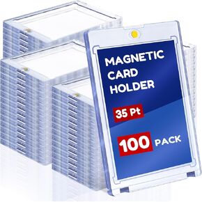 50ct Magnetic Card Holder, 35pt Magnetic Card Holder for Trading Cards, UV Protection Baseball Card Holders Hard Plastic Card Protectors for MTG Cards, Sports Cards, Baseball Cards, Game Cards